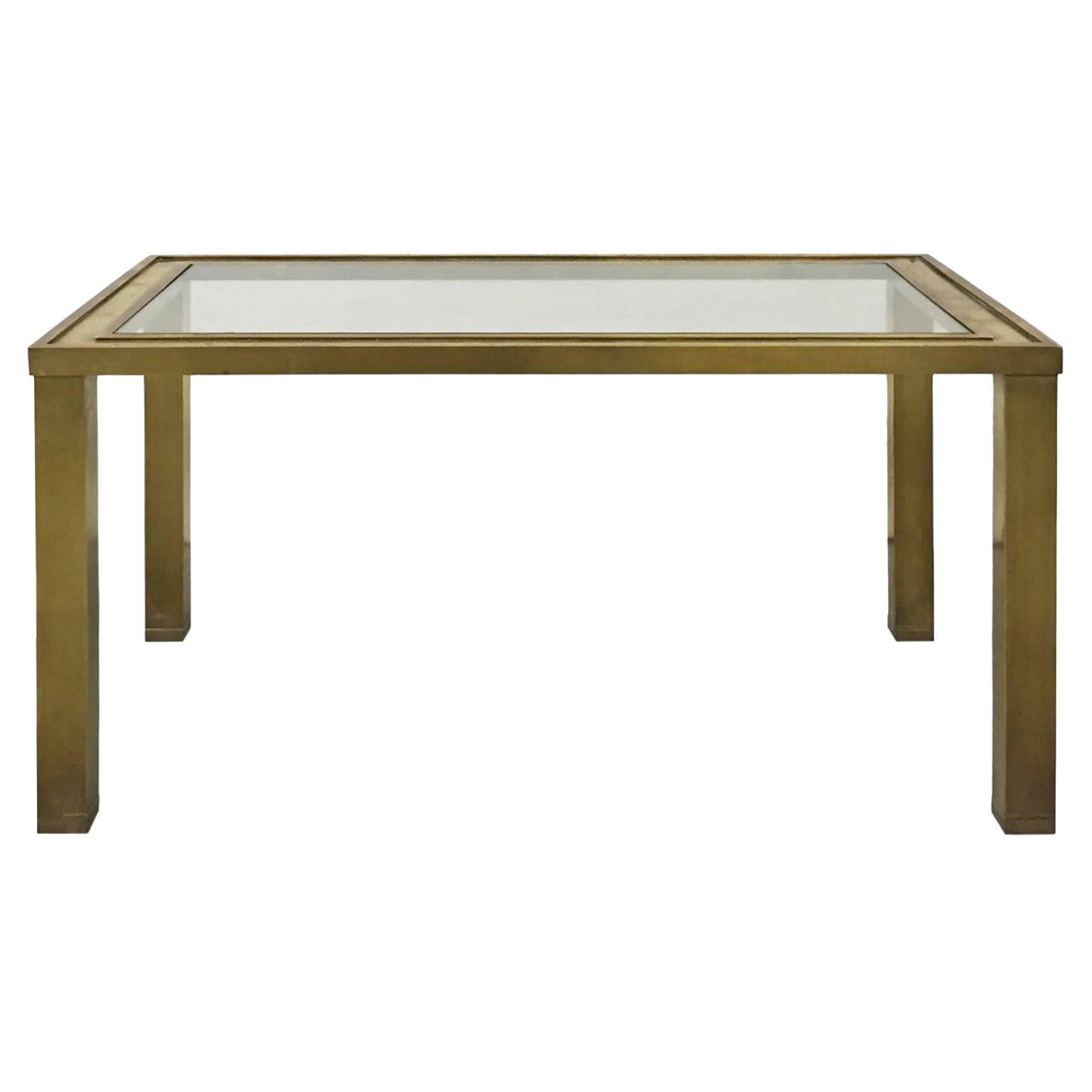 Brass Rectangular Side Table with Raised Edge
