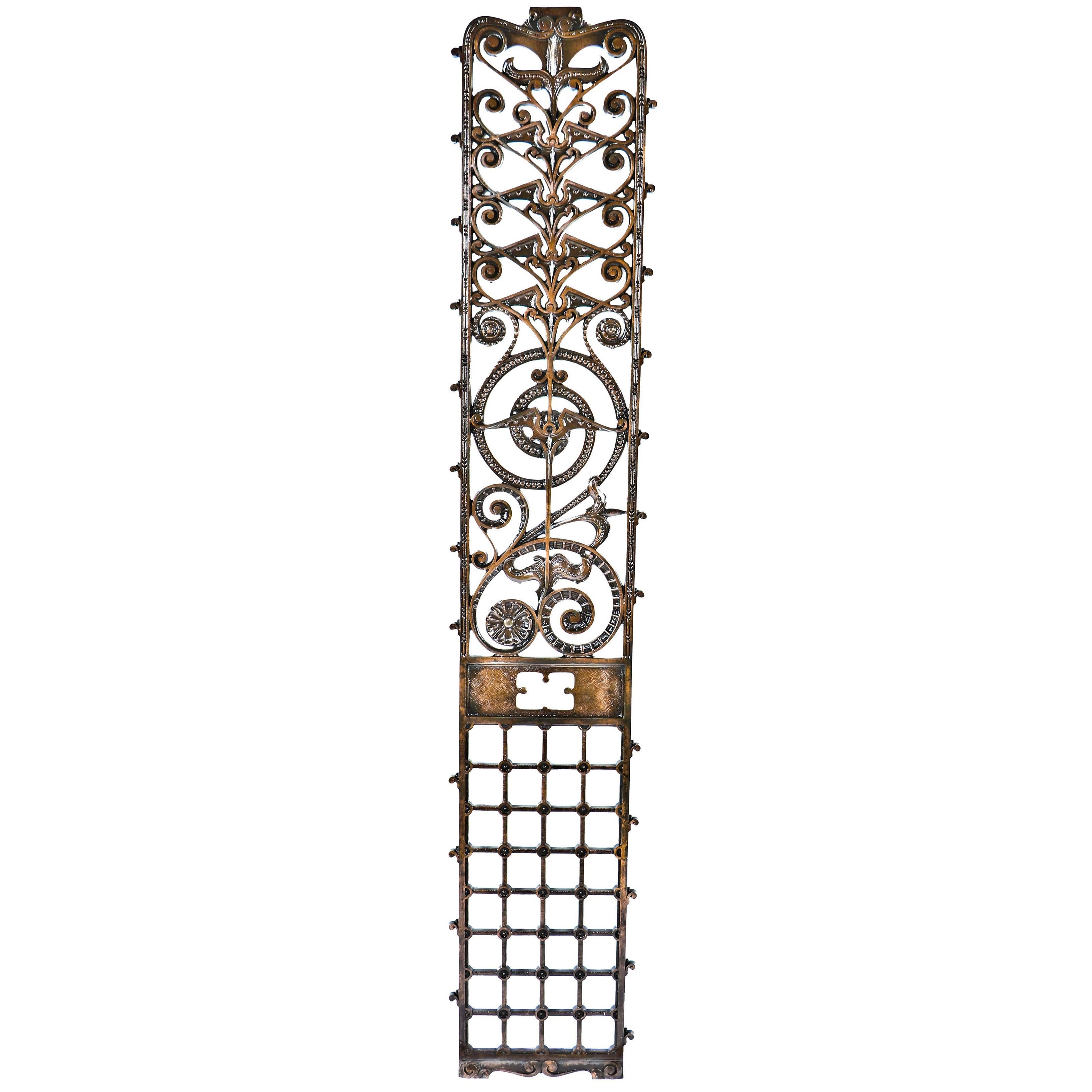 19th Century Cast Iron Elevator Grille from the Manhattan Building For Sale