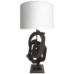 1970s Welded Blackened Steel Brutalist Table Lamp by Harry Balmer 2