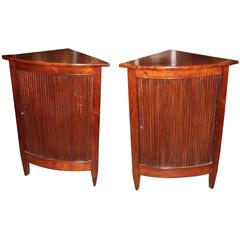 Pair of Italian Walnut Corner Cabinets 7
