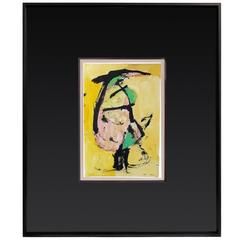 Mixed Media Abstract in Black, Green, Orange and Pink 7