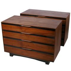 Pair of John Kapel Oiled Walnut Chests or Oversized Nightstands