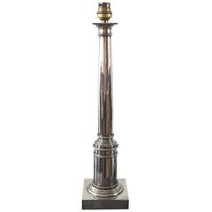 Silver Plated Doric Style Table Lamp Attributed Christofle, France