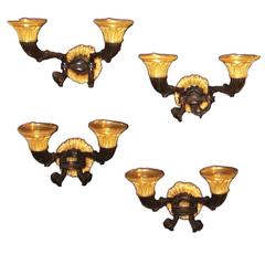 Set of Four Early 19th Century French Bronze and Ormolu Wall Lights 12