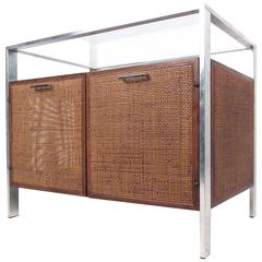 Mid-Century Modern Cane Front Storage Cabinet 4