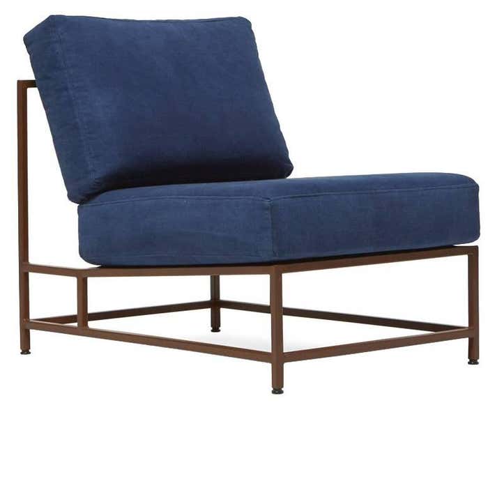 Hand-Dyed Indigo Canvas and Marbled Rust Chair For Sale at 1stDibs ...