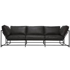 Smoke Leather and Blackened Steel Sofa 7