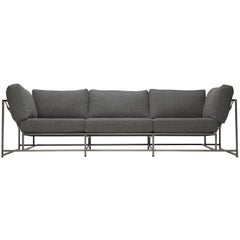 Sofa aus grauer Wolle und antikem Nickel von Faribault