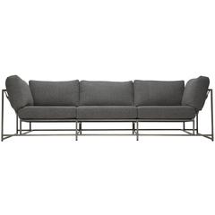 Faribault Grey Wool and Antique Nickel Sofa 3