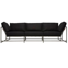 Black Canvas and Blackened Steel Sofa