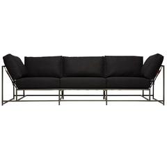 Black Canvas and Blackened Steel Sofa 8