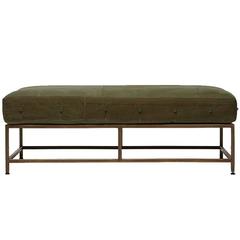 Vintage Military Canvas and Antique Brass Bench 1
