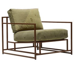 Vintage Military Canvas and Marbled Rust Armchair