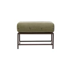 Vintage Military Canvas and Marbled Rust Ottoman 6