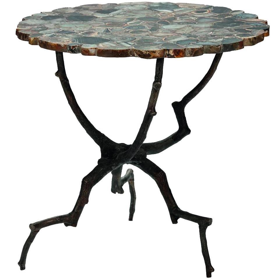 Agate Top, Branch Legs Side Table, Belgium, Contemporary