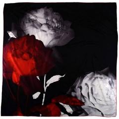 Valentino, Italy, Vintage Scarf with Red and White Roses