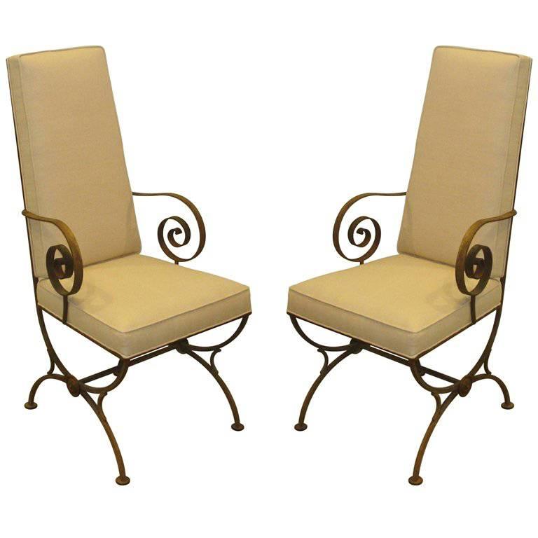 Pair of Gilt, Iron Chairs For Sale