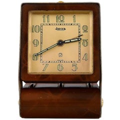 Art Deco Travel Alarm Clock, Tortoiseshell and Brass, Jaeger 'Lecoultre'