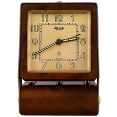 Art Deco Travel Alarm Clock, Tortoiseshell and Brass, Jaeger 'Lecoultre' 6