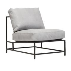 Stone Light Grey Leather and Blackened Steel Chair 8