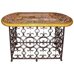 Italian Majolica and Wrought Iron Table