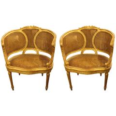 Louis XVI Style Caned Bergere Chairs