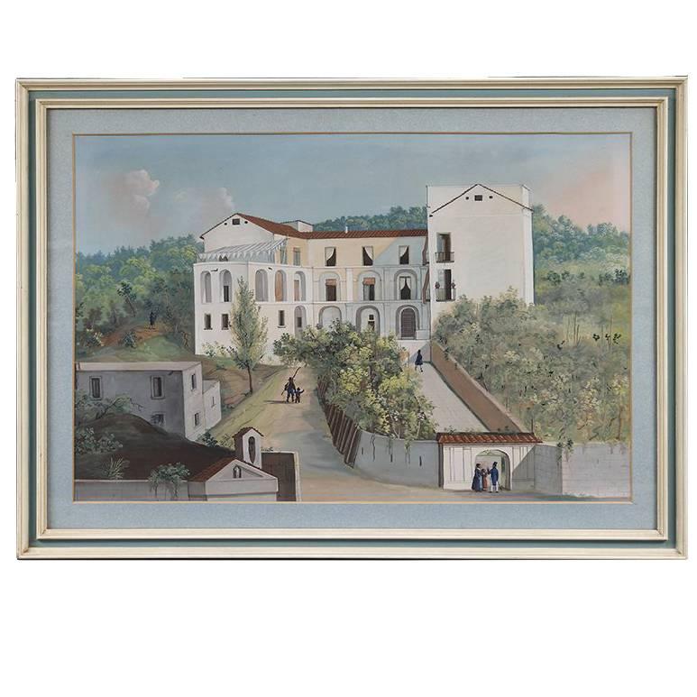 Pair of Mid-19th Century Architectural Watercolors For Sale