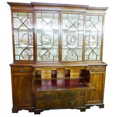 George III Mahogany Breakfront Secretaire Bookcase of Small Proportions 12