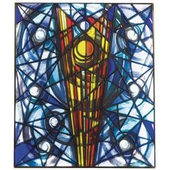 Vintage Extraordinary Illuminated Glass Panel by Luigi Vianello for Fontana Arte, 1966