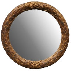 Antique Venetian-Style Garland Mirror with Gilded Wooden Frame and Foliage Motif