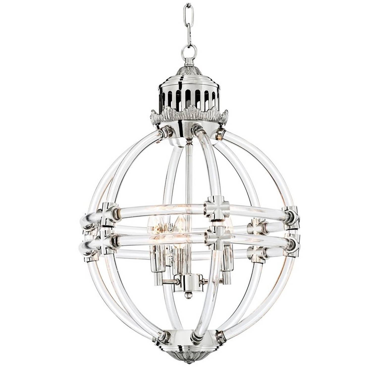 Empiro Chandelier in Clear Acrylic Glass and Nickel Finish