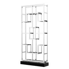 Lagun Shelve in Polished Stainless Steel and Smoke Glass