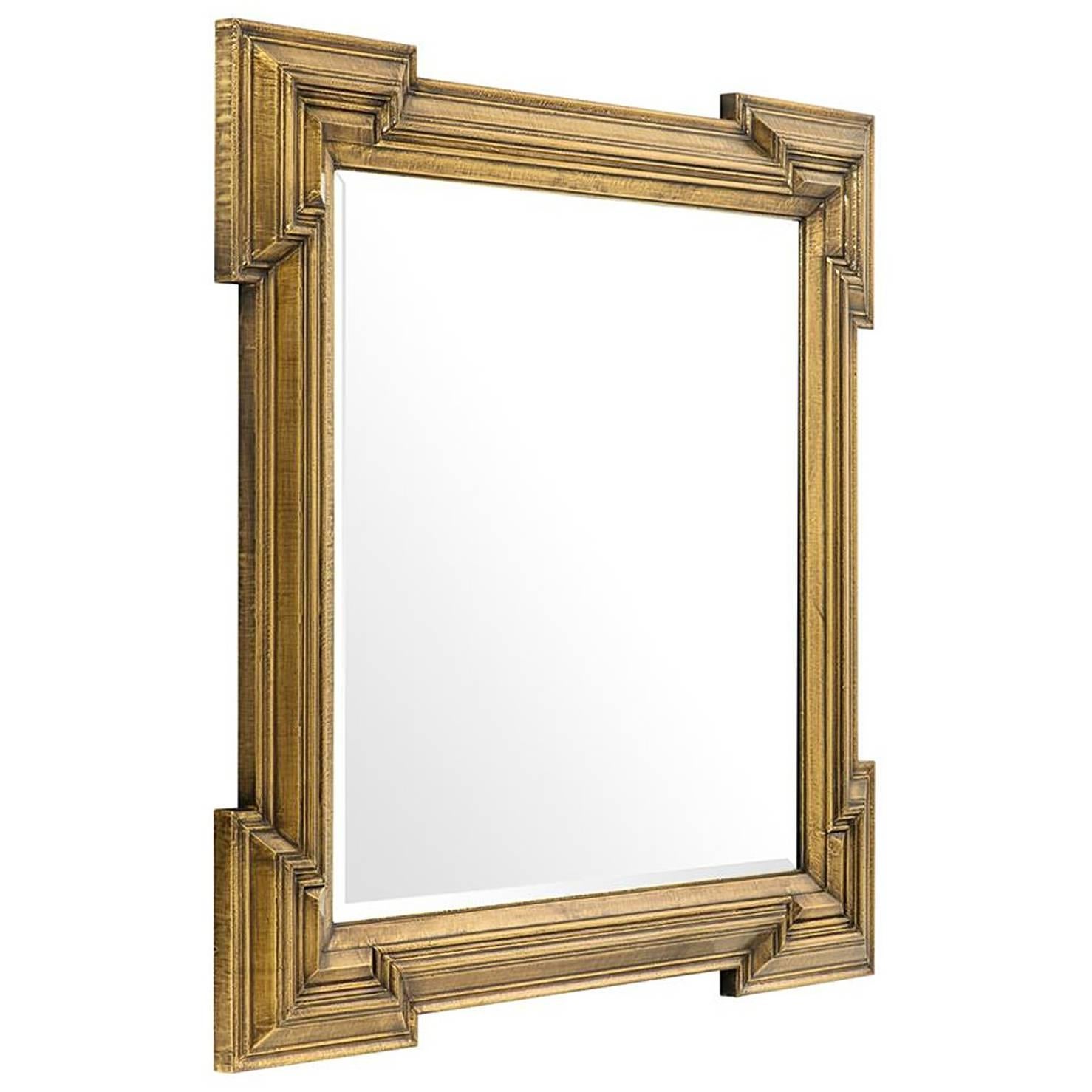 Scuadro Mirror with Antique Brass Finish Square Frame For Sale