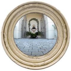 English Wood Carved Round Convex Mirror