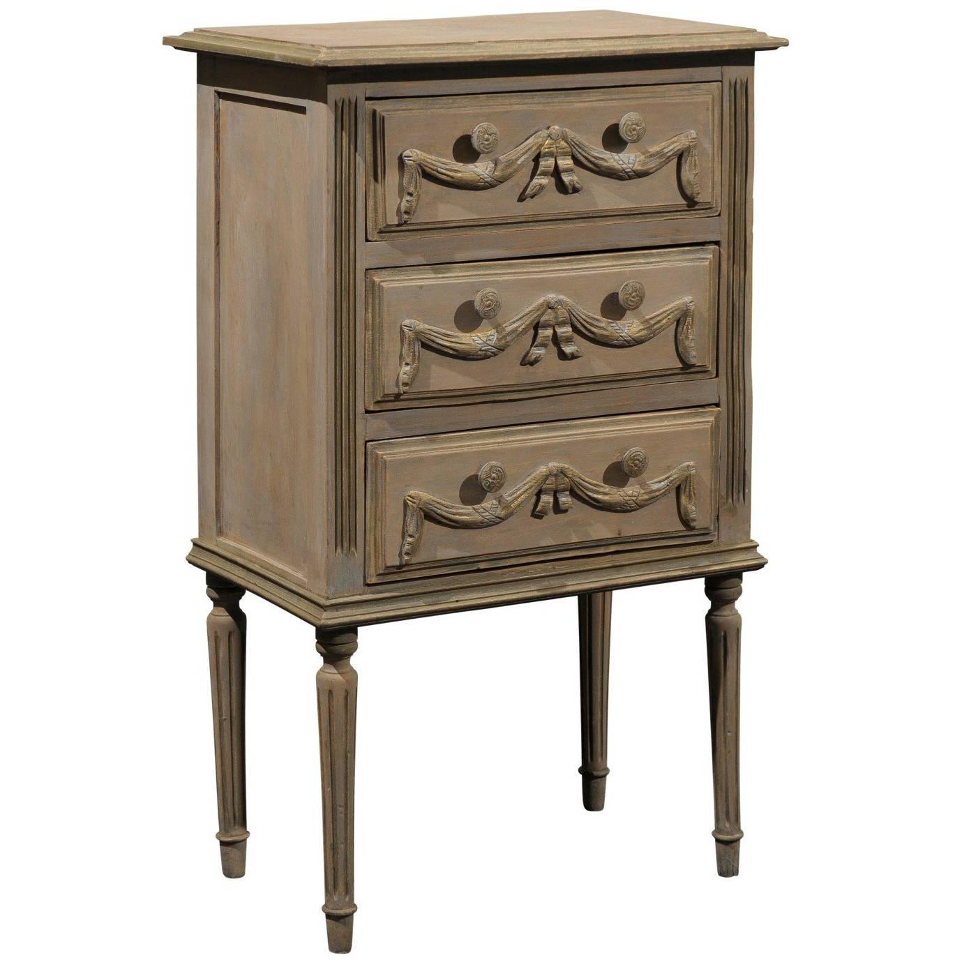 French Small Size Painted Wood Three-Drawer Chest from the Mid-20th Century