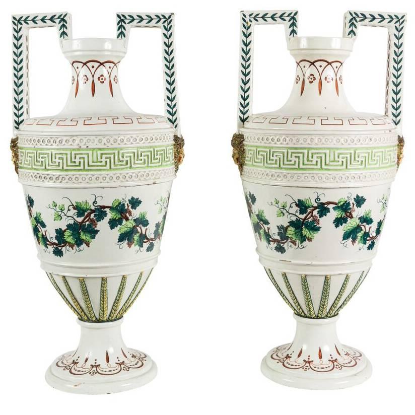 19th Century Painted Urns from Naples