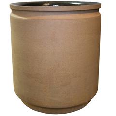 Mid-Century Modern Unglazed, Brown Glazed Interior Earth gender Stonware Planter 12
