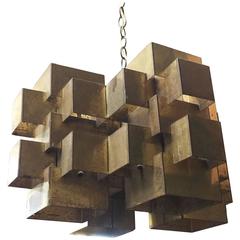Robert Sonneman Designed "Cityscape" Brutalist Brass Chandelier *Saturday Sale* 4