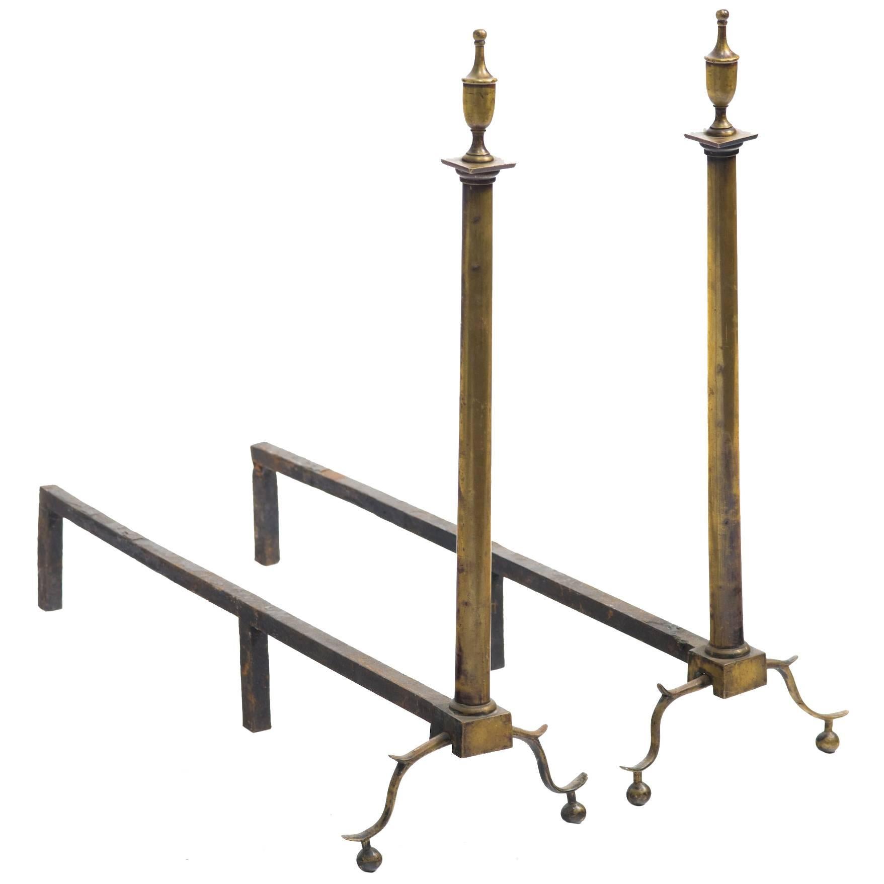 Pair of Brass English Andirons