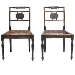 Pair of 19th Century Greek Key Painted Side Chairs Pair of 19th Century Greek Key Painted Side Chairs