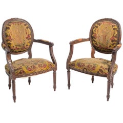 Pair of 1920s French Needlepoint Armchairs