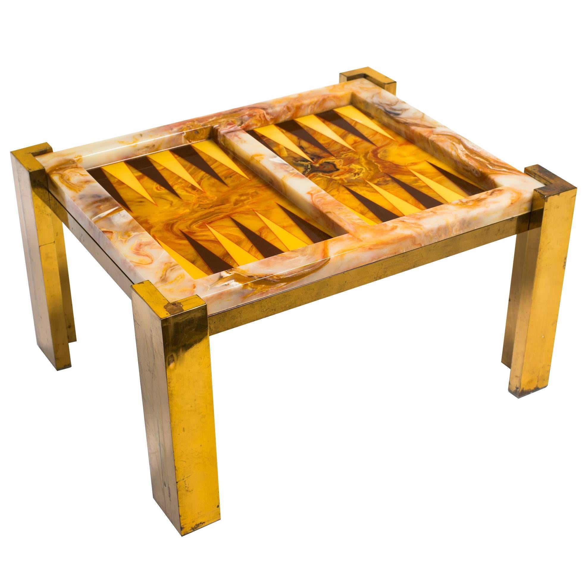 Onyx Backgammon Table on  Brass Base