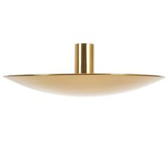 J.T Kalmar Large Golden Brass Flush Mount Ceiling Lamp, Austria circa 1960