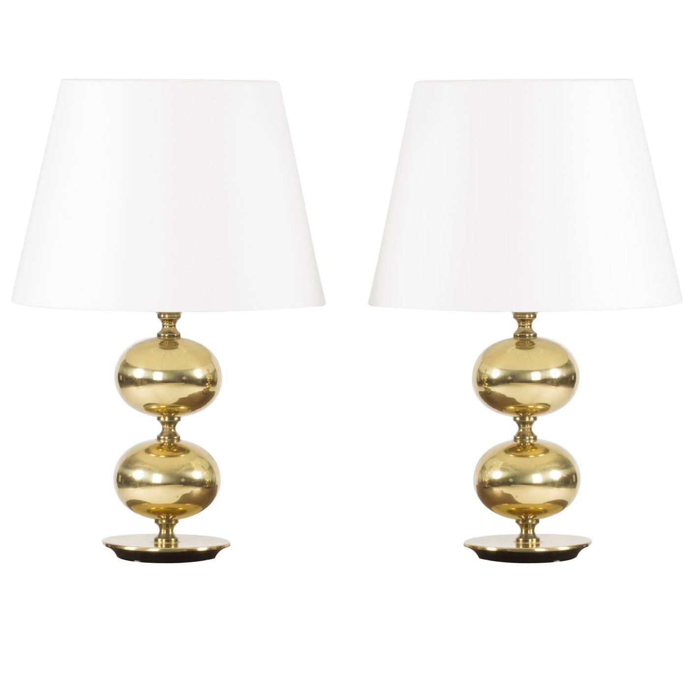 Pair of Brass Table Lamps by Henrik Blomqvist
