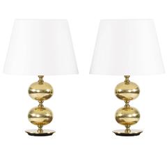 Pair of Brass Table Lamps by Henrik Blomqvist