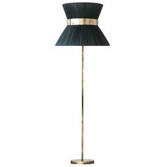 Tiffany Standing Floor Lamp Silk Organdy Shade Silver Glass 7