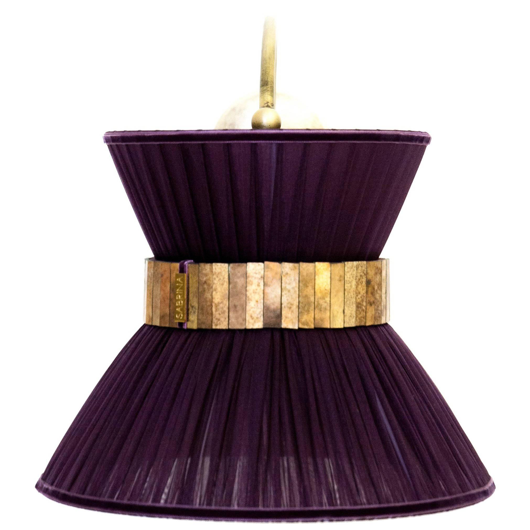  Tiffany contemporary bracket Wall Sconce purple Silk, Brass, Silvered Glass 