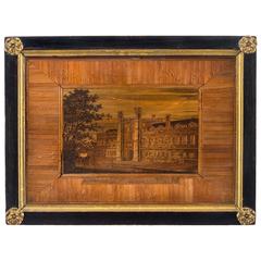 Antique An English Straw Work Picture of Christ's College, Cambridge 