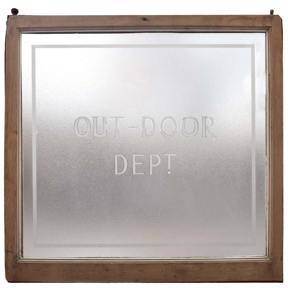 Etched Glass Window/Sign at 1stDibs