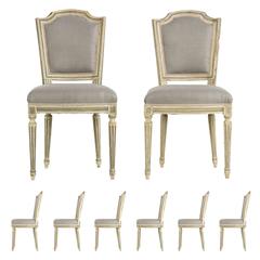 Set of Eight French Louis XVI Style Antique Dining Side Chairs